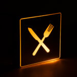 GloboStar® SENSATI 75660 Φωτιστικό Τοίχου Ένδειξης RESTAURANT FORK & KNIFE LED 1W AC 220-240V IP20 - Σώμα Αλουμινίου - Μ11 x Π11 x Υ3cm - Πορτοκαλί - Image 5