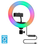 GloboStar® 75800 Professional Digital Ring Light Φ20cm LED SMD 20W 2000lm 180° DC 5V με Καλώδιο Τροφοδοσίας USB - Ενσωματωμένο Χειριστήριο Εναλλαγής Χρωμάτων & 1 Βάση Τηλεφώνου - Πολύχρωμο RGBW+WW Dimmable - Image 2