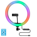 GloboStar® 75802 Professional Digital Ring Light Φ30cm LED SMD 40W 4000lm 180° DC 5V με Καλώδιο Τροφοδοσίας USB - Ενσωματωμένο Χειριστήριο Εναλλαγής Χρωμάτων & 1 Βάση Τηλεφώνου - Πολύχρωμο RGBW+WW Dimmable - Image 2