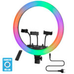 GloboStar® 75805 Professional Digital Ring Light Φ46cm LED SMD 70W 7000lm 180° AC 230V με Καλώδιο Τροφοδοσίας Πρίζας - Ασύρματο Χειριστήριο RF 2.4Ghz Εναλλαγής Χρωμάτων & 3 Βάσεις Τηλεφώνου - Πολύχρωμο RGBW+WW Dimmable - Image 2