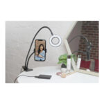 GloboStar® 75809 Professional Digital Ring Light Φ9cm LED SMD 10W 1000lm 180° DC 5V με Καλώδιο Τροφοδοσίας USB - Ενσωματωμένο Χειριστήριο Εναλλαγής Χρωμάτων & 1 Βάση Τηλεφώνου - CCT Θερμό Λευκό 3000K - Φυσικό Λευκό 4500K - Ψυχρό Λευκό 6000K Dimmable Μαύρο - Image 6