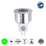 GloboStar® 76004 Σποτ LED GU5.3 MR11 4W 240lm 35° DC 12-24V IP20 Φ3.5 x Υ5cm Πράσινο - 1 Χρόνο Εγγύηση