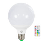 GLOBOSTAR® RGBOO 76071 Λάμπα E27 G95 με IR Ασύρματο Χειριστήριο LED 12W 780lm 260° AC 220-240V IP20 Πολύχρωμο RGB+WW Dimmable - Sanan SMD Chip - Μ9.5 x Π9.5 x Υ14cm - 2 Χρόνια Εγγύηση - Image 2