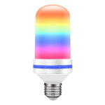 GLOBOSTAR® TUBULAR 76076 Λάμπα E27 LED 9W 350lm 260° AC 220-240V IP20 Πολύχρωμο RGB με 4 Λειτουργίες Εφέ Φλόγας & Αναστροφή - Λευκό Γαλακτερό - Μ6 x Π6 x Υ15cm - 2 Χρόνια Εγγύηση - Image 5