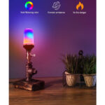 GLOBOSTAR® TUBULAR 76076 Λάμπα E27 LED 9W 350lm 260° AC 220-240V IP20 Πολύχρωμο RGB με 4 Λειτουργίες Εφέ Φλόγας & Αναστροφή - Λευκό Γαλακτερό - Μ6 x Π6 x Υ15cm - 2 Χρόνια Εγγύηση - Image 6