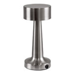GloboStar® BELLA 76504 Επαναφορτιζόμενο Επιτραπέζιο Φωτιστικό Πορτατίφ LED 1.5W 105lm 120° DC 5V IP44 Θερμό Λευκό 2700K Dimmable Ασημί Αλουμίνιο - Μ9 x Π9 x Υ21cm - 2 Xρόνια Εγγύηση - Image 5