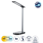 GLOBOSTAR® ONO 76530 Μοντέρνο Επιτραπέζιο Φωτιστικό Γραφείου με Ασύρματη Φόρτιση 10W 2A LED 5W 500lm 180° DC 5V με USB IP20 Ρυθμιζόμενο Λευκό CCT με Αφή 2700K/4500K/6000K Dimmable - Sanan SMD Chip - Μαύρο - Μ25 x Π10.5 x Υ35.5cm - 2 Χρόνια Εγγύηση