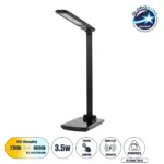 GLOBOSTAR® ONO 76533 Μοντέρνο Επιτραπέζιο Φωτιστικό Γραφείου με Ασύρματη Φόρτιση 10W 2A LED 3.5W 350lm 90° DC 5V με USB-C IP20 Ρυθμιζόμενο Λευκό CCT με Αφή 2700K/4500K/6000K Dimmable - Sanan SMD Chip - Μαύρο - Μ18 x Π12 x Υ36cm - 2 Χρόνια Εγγύηση