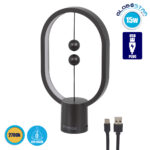 GloboStar® 76544 Επιτραπέζιο Φωτιστικό Πορτατίφ LED 15W 1500lm 360° DC 5V IP20 Θερμό Λευκό 2700K Μαύρο & Λευκό Πλαστικό - Μ14 x Π5.5 x Υ24.8cm - 2 Xρόνια Εγγύηση