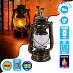 GLOBOSTAR® FIREWATCH 76547 Διακοσμητικό Φαναράκι LED 10W 500lm 360° Επαναφορτιζόμενο DC 5V με Μπαταρίες 2x18650 IP20 Ultra Θερμό Λευκό 1800K - Μ15 x Π11.5 x Υ23.5cm - 2 Χρόνια Εγγύηση