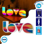 GLOBOSTAR® LOVE BOMBING 76553 Μοντέρνο Επιτραπέζιο Φωτιστικό Πορτατίφ LED 2W 120lm 180° DC 4.5V με Μπαταρίες 3xAAA IP20 Ψυχρό Λευκό 6000K - Πολύχρωμο - Μ36 x Π13.5 x Υ4.8cm - 2 Χρόνια Εγγύηση