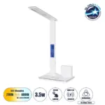 GLOBOSTAR® ZENTIME 76554 Μοντέρνο Επιτραπέζιο Φωτιστικό Γραφείου με Ασύρματη Φόρτιση 15W 3A & Ψηφιακό Ρολόι LED 3.5W 350lm 120° DC 5V με USB-C IP20 Ρυθμιζόμενο Λευκό CCT με Αφή 2700K/4500K/6000K Dimmable - Sanan SMD Chip - Μαύρο - Μ19.5 x Π14.5 x Υ38.8cm - 2 Χρόνια Εγγύηση