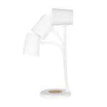 GLOBOSTAR® LUCORA 76555 Μοντέρνο Επιτραπέζιο Φωτιστικό Γραφείου με Ασύρματη Φόρτιση 10W 2A & 4W Bluetooth Ηχείο LED 3W 300lm 120° DC 5V με USB-C IP20 Ρυθμιζόμενο Λευκό CCT με Αφή 2700K/4500K/6000K Dimmable - Sanan SMD Chip - Λευκό - Μ12 x Π12 x Υ32cm - 2 Χρόνια Εγγύηση - Image 2