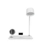 GLOBOSTAR® OLDY 76557 Μοντέρνο Επιτραπέζιο Φωτιστικό Γραφείου με Ασύρματη Φόρτιση 15W 3A, 5W Bluetooth Ηχείο & Ψηφιακό Ρολόι LED 3W 300lm 120° DC 5V με USB-C IP20 Ρυθμιζόμενο Λευκό CCT με Αφή 2700K/4500K/6000K Dimmable - Sanan SMD Chip - Λευκό - Μ13 x Π25 x Υ43cm - 2 Χρόνια Εγγύηση - Image 3