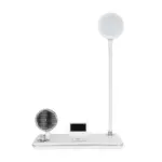 GLOBOSTAR® OLDY 76557 Μοντέρνο Επιτραπέζιο Φωτιστικό Γραφείου με Ασύρματη Φόρτιση 15W 3A, 5W Bluetooth Ηχείο & Ψηφιακό Ρολόι LED 3W 300lm 120° DC 5V με USB-C IP20 Ρυθμιζόμενο Λευκό CCT με Αφή 2700K/4500K/6000K Dimmable - Sanan SMD Chip - Λευκό - Μ13 x Π25 x Υ43cm - 2 Χρόνια Εγγύηση - Image 4
