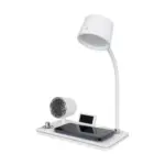 GLOBOSTAR® OLDY 76557 Μοντέρνο Επιτραπέζιο Φωτιστικό Γραφείου με Ασύρματη Φόρτιση 15W 3A, 5W Bluetooth Ηχείο & Ψηφιακό Ρολόι LED 3W 300lm 120° DC 5V με USB-C IP20 Ρυθμιζόμενο Λευκό CCT με Αφή 2700K/4500K/6000K Dimmable - Sanan SMD Chip - Λευκό - Μ13 x Π25 x Υ43cm - 2 Χρόνια Εγγύηση - Image 5