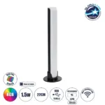 GLOBOSTAR® DIGICOLUMN 76562 Μοντέρνο Επιτραπέζιο Γραμμικό Ψηφιακό Φωτιστικό Digital Pixel Symphony Bar με WiFi Εφαρμογή LED 1.5W 90lm 120° DC 5V με USB-C & Επαναφορτιζόμενη Μπαταρία LiPo 601045 3.7V 280mAh IP20 Πολύχρωμο RGB Dimmable - Μαύρο - Μ5.6 x Π5.6 x Υ21.1cm - 2 Χρόνια Εγγύηση