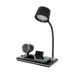 GLOBOSTAR® OLDY 76563 Μοντέρνο Επιτραπέζιο Φωτιστικό Γραφείου με Ασύρματη Φόρτιση 15W 3A, 5W Bluetooth Ηχείο & Ψηφιακό Ρολόι LED 3W 300lm 120° DC 5V με USB-C IP20 Ρυθμιζόμενο Λευκό CCT με Αφή 2700K/4500K/6000K Dimmable - Sanan SMD Chip - Μαύρο - Μ13 x Π25 x Υ43cm - 2 Χρόνια Εγγύηση - Image 5