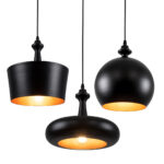 GLOBOSTAR® ROCKFORD 01287 Μοντέρνο Κρεμαστό Φωτιστικό Οροφής με Ντουί 3 x E27 AC 220-240V IP20 - Μαύρο & Χρυσό - Μ86 x Π86 x Υ30cm - Image 2
