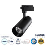 GloboStar® LUGANO 60815 Μονοφασικό Φωτιστικό Σποτ Ράγας LED 30W 3900lm 36° Acrylic HQ LENS AC 220-240V IP20 Φ7.5 x Υ22.7cm Ψυχρό Λευκό 6000K - EUROTRACK® System 1L+1N - Μαύρο - Bridgelux Chip - TÜV Certified Driver - 5 Χρόνια Εγγύηση - Image 2