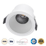 GLOBOSTAR® PLUTO-M 60254 Χωνευτό Downlight Σποτ με Honeycomb Anti Glare Reflector LED 10W 1300lm 38° AC 220-240V IP20 Φυσικό Λευκό 4500K - Bridgelux COB Chip & TÜV SÜD Driver - Λευκό Ματ - Μ8.4 x Π8.4 x Υ5.9cm / Q7.5cm - 5 Χρόνια Εγγύηση - Image 2