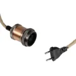 GLOBOSTAR® WHIP 77662 Μοντέρνο DIY Φωτιστικό με Υφασμάτινο Καλώδιο, Ντουί 1 x E27, Διακόπτη On/Off & Πρίζα AC 220-240V IP20 - Μπεζ & Χάλκινο - Μ150 x Π4 x Υ4cm - Image 2