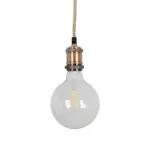 GLOBOSTAR® WHIP 77662 Μοντέρνο DIY Φωτιστικό με Υφασμάτινο Καλώδιο, Ντουί 1 x E27, Διακόπτη On/Off & Πρίζα AC 220-240V IP20 - Μπεζ & Χάλκινο - Μ150 x Π4 x Υ4cm - Image 4