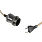 GLOBOSTAR® WHIP 77663 Μοντέρνο DIY Φωτιστικό με Υφασμάτινο Καλώδιο, Ντουί 1 x E27, Διακόπτη On/Off & Πρίζα AC 220-240V IP20 - Μπεζ & Μαύρο Νίκελ - Μ150 x Π4 x Υ4cm - Image 2
