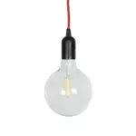 GLOBOSTAR® WHIP 77666 Μοντέρνο DIY Φωτιστικό με Υφασμάτινο Καλώδιο, Ντουί 1 x E27, Διακόπτη On/Off & Πρίζα AC 220-240V IP20 - Κόκκινο & Μαύρο - Μ150 x Π4 x Υ4cm - Image 4