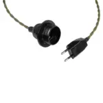 GLOBOSTAR® WHIP 77667 Μοντέρνο DIY Φωτιστικό με Πλεκτό Καλώδιο, Ντουί 1 x E27, Διακόπτη On/Off & Πρίζα AC 220-240V IP20 - Χακί & Μαύρο - Μ150 x Π5.8 x Υ5.8cm - Image 2