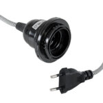 GLOBOSTAR® WHIP 77668 Μοντέρνο DIY Φωτιστικό με Υφασμάτινο Καλώδιο, Ντουί 1 x E27, Διακόπτη On/Off & Πρίζα AC 220-240V IP20 - Λευκό & Μαύρο - Μ150 x Π5.8 x Υ5.8cm - Image 3