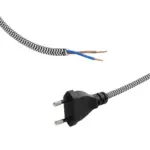 GLOBOSTAR® WHIP 77670 Μοντέρνο DIY Υφασμάτινο Καλώδιο με Διακόπτη On/Off AC 220-240V IP20 - Λευκό & Μαύρο - Μ140 x Π2.7 x Υ1.9cm - Image 2