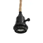 GLOBOSTAR® WHIP 77676 Μοντέρνο DIY Φωτιστικό με Υφασμάτινο Καλώδιο, Ντουί 3 x E27, Διακόπτη On/Off & Πρίζα AC 220-240V IP20 - Μπεζ & Μαύρο - Μ650 x Π5.5 x Υ100cm - Image 5