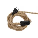 GLOBOSTAR® WHIP 77676 Μοντέρνο DIY Φωτιστικό με Υφασμάτινο Καλώδιο, Ντουί 3 x E27, Διακόπτη On/Off & Πρίζα AC 220-240V IP20 - Μπεζ & Μαύρο - Μ650 x Π5.5 x Υ100cm - Image 6