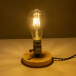 GLOBOSTAR® NOX 77700 Μοντέρνο Επιτραπέζιο Φωτιστικό Πορτατίφ με Ντουί 1 x E27 AC 220-240V IP20 - Μπεζ & Μαύρο - Μ12 x Π12 x Υ9cm - Image 2