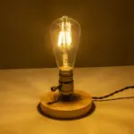 GLOBOSTAR® NOX 77701 Μοντέρνο Επιτραπέζιο Φωτιστικό Πορτατίφ με Ντουί 1 x E27 AC 220-240V IP20 - Μπεζ & Μπρούτζινο - Μ12 x Π12 x Υ9cm - Image 2