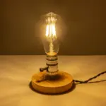 GLOBOSTAR® NOX 77703 Μοντέρνο Επιτραπέζιο Φωτιστικό Πορτατίφ με Ντουί 1 x E27 AC 220-240V IP20 - Μπεζ & Ασημί - Μ12 x Π12 x Υ9cm - Image 2