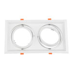 GLOBOSTAR® VITA 77854 Χωνευτή Κινούμενη Βάση για 2 x Σποτ AR111 για Ντουί GU10/GU5.3 IP20 - Λευκό - Μ33.5 x Π18 x Υ5.5cm / Q32.5 x 17cm - Image 4