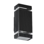 GLOBOSTAR® QUATRO 77893 Μοντέρνο Φωτιστικό Τοίχου - Απλίκα με Ντουί 2 x GU10 AC 220-240V Αδιάβροχο IP65 - Μαύρο Ματ - Μ11 x Π10 x Υ25.5cm - Image 3