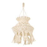 GloboStar® 36212 LIBYA Boho Καπέλο Φωτιστικού- Μακραμέ Πλεκτό Χειροποίητο Μπεζ Βαμβακερό Νήμα - Μ30 x Π30  x Υ50cm - Image 2