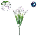 GloboStar® 78202 Τεχνητό Φυτό Μπουκέτο Διακοσμητικών Λουλουδιών με 10 Λευκές και Μωβ Λεβάντες M10 x Υ30 x Π10cm