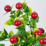 GloboStar® BUTCHERS BROOM 78268 Τεχνητό Φυτό Ρούσκος - Μπουκέτο Διακοσμητικών Φυτών - Κλαδιών με Φύλλωμα Πράσινο - Κόκκινο - Κίτρινο Υ30cm - Image 2