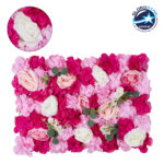 GloboStar® Artificial Garden ROSALIE 78335 Τεχνητό Διακοσμητικό Πάνελ Λουλουδιών - Κάθετος Κήπος σύνθεση Ροζαλί Μ60 x Π40 x Υ6cm