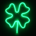 GloboStar® 78572 Φωτιστικό Ταμπέλα Φωτεινή Επιγραφή NEON LED Σήμανσης FOUR LEAF CLOVER 5W με Καλώδιο Τροφοδοσίας USB - Μπαταρίας 3xAAA (Δεν Περιλαμβάνονται) - Πράσινο - Image 5