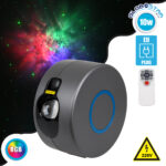 GloboStar® 78595 XL Διακοσμητικό Φωτιστικό Ειδικών Εφέ LASER NIGHT SKY AURORA GALAXY 3D LED 10W AC 230V - Πρίζα Schuko και Ασύρματο Χειριστήριο RF 2.4Ghz Πολύχρωμo RGB Dimmable