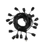 GLOBOSTAR® E27GARLAND 78984 Μοντέρνο Φωτιστικό Κήπου Γιρλάντα 15m με Ντουί 15 x E27 & Πρίζα Schuko Επεκτεινόμενη 90° AC 220-240V IP65 - Μαύρο - Μ1500 x Π92 x Υ16cm - Image 3