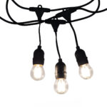 GLOBOSTAR® E27GARLAND 78985 Μοντέρνο Φωτιστικό Κήπου Γιρλάντα 20m με Ντουί 15 x E27 & Πρίζα Schuko Επεκτεινόμενη 90° AC 220-240V IP65 - Μαύρο - Μ1500 x Π127 x Υ16cm - Image 6