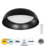 GLOBOSTAR® ANATOLIA 61261 Μοντέρνο Φωτιστικό Οροφής LED 60W 6900lm 120° AC 220-240V IP20 Ρυθμιζόμενο Λευκό CCT με Χειριστήριο από 2700K έως 6000K Dimmable - Lumileds SMD Chip - Μαύρο Ματ - Μ43 x Π43 x Υ11cm - 3 Χρόνια Εγγύηση - Image 2