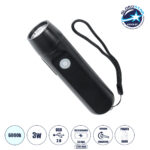 GloboStar® 79021 Φορητός Φακός Χειρός CREE LED 3W 240lm - με Επαναφορτιζόμενη Μπαταρία 1400mAh & Χειροκίνητο Φορτιστή Δυναμό - Ψυχρό Λευκό 6000K - Φ4.1 x Υ15cm