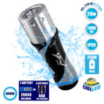 GloboStar® 79032 EXTREME Αδιάβροχος Φορητός Επαναφορτιζόμενος Φακός LED CREE XHP50 20W 2000lm & 1 x Μπαταρία 26650 2500mAh Li-ion IP68 Ψυχρό Λευκό 6000K